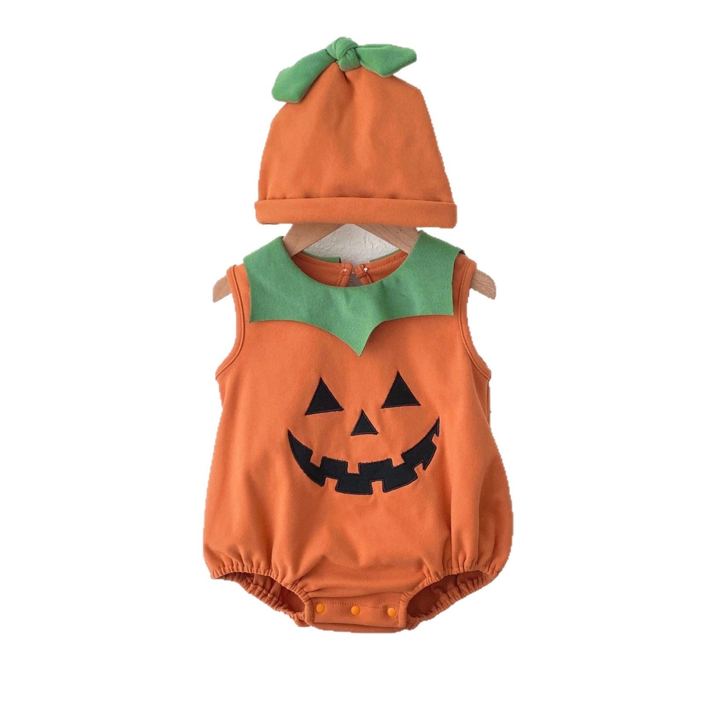 Autumn Arrival Baby Unisex Sleeveless Halloween Pumpkin Pattern