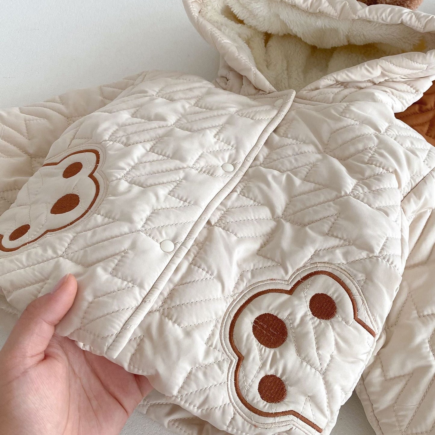 Winter Infant Baby Teddy Paws Pattern Long Sleeves Coat With Thick